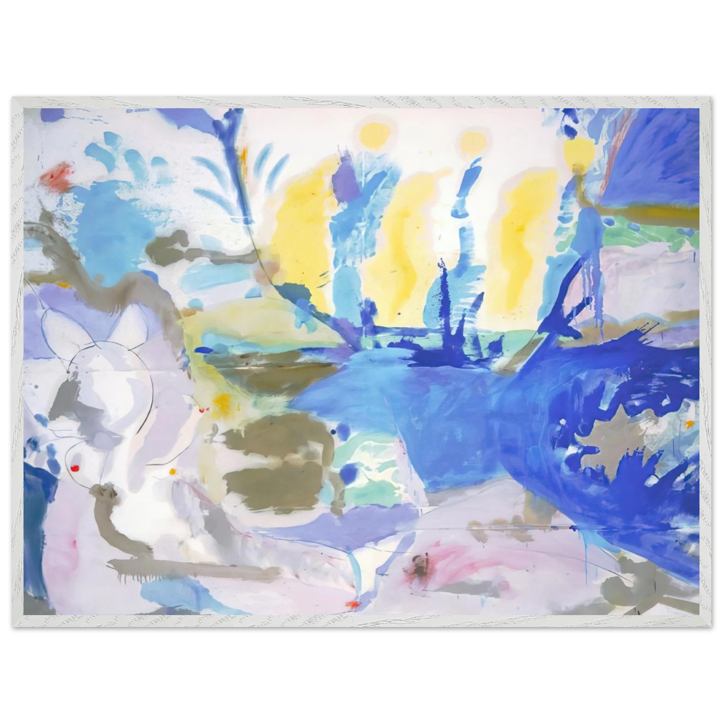 Helen Frankenthaler - Basque Beach - 1958 Wall art - 28x43  cm / XL (11x17 inches) - Premium Wooden Framed Poster With Fine Art Paper - Black frame