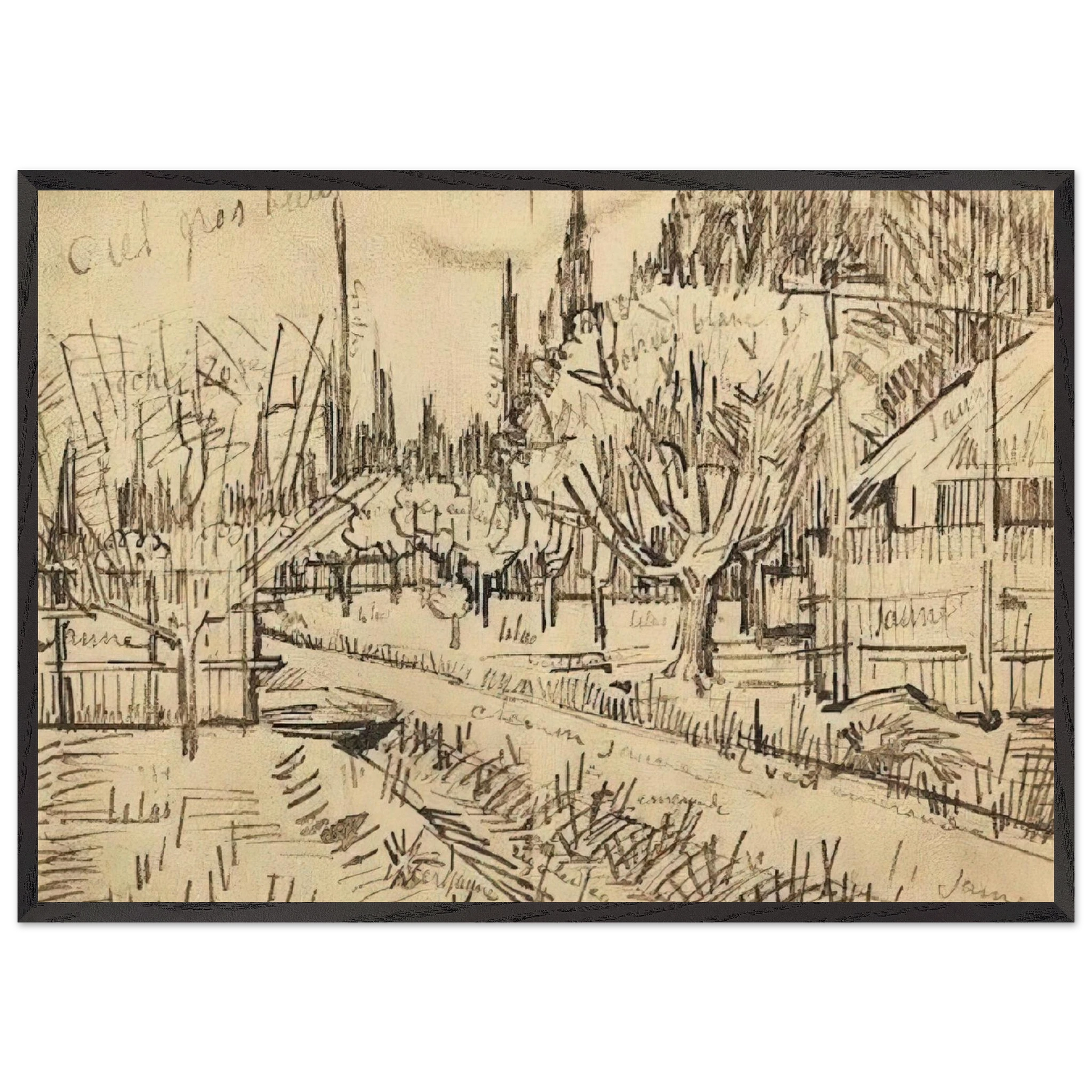 Orchard Surrounded by Cypresses - Vincent van Gogh Framed Art Print – Black Wooden Frame - Default Title - -Framed Art Print