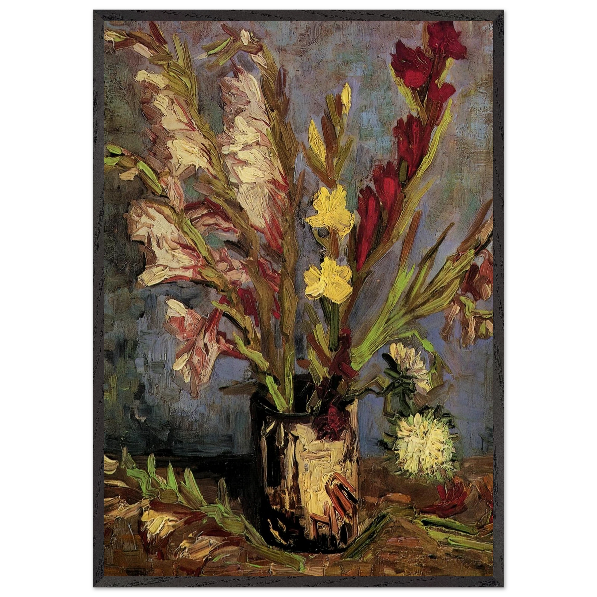 Vase with Gladioli - Vincent van Gogh Framed Art Print – Black Wooden Frame - Default Title - -Framed Art Print