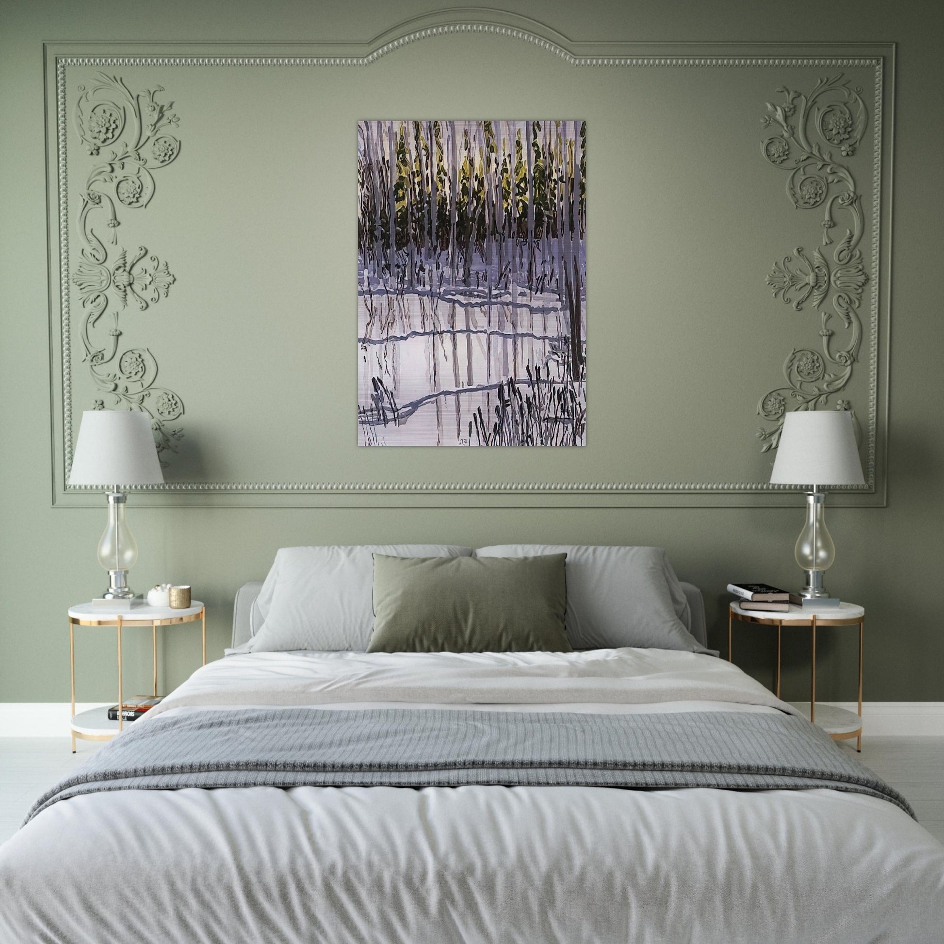 Trees Reflected on Ice - 2002 - Neil Welliver Brushed Aluminum Print - 70x100 cm / 28x40 inches | Neil Welliver Aluminum Print | Neil Welliver Prints