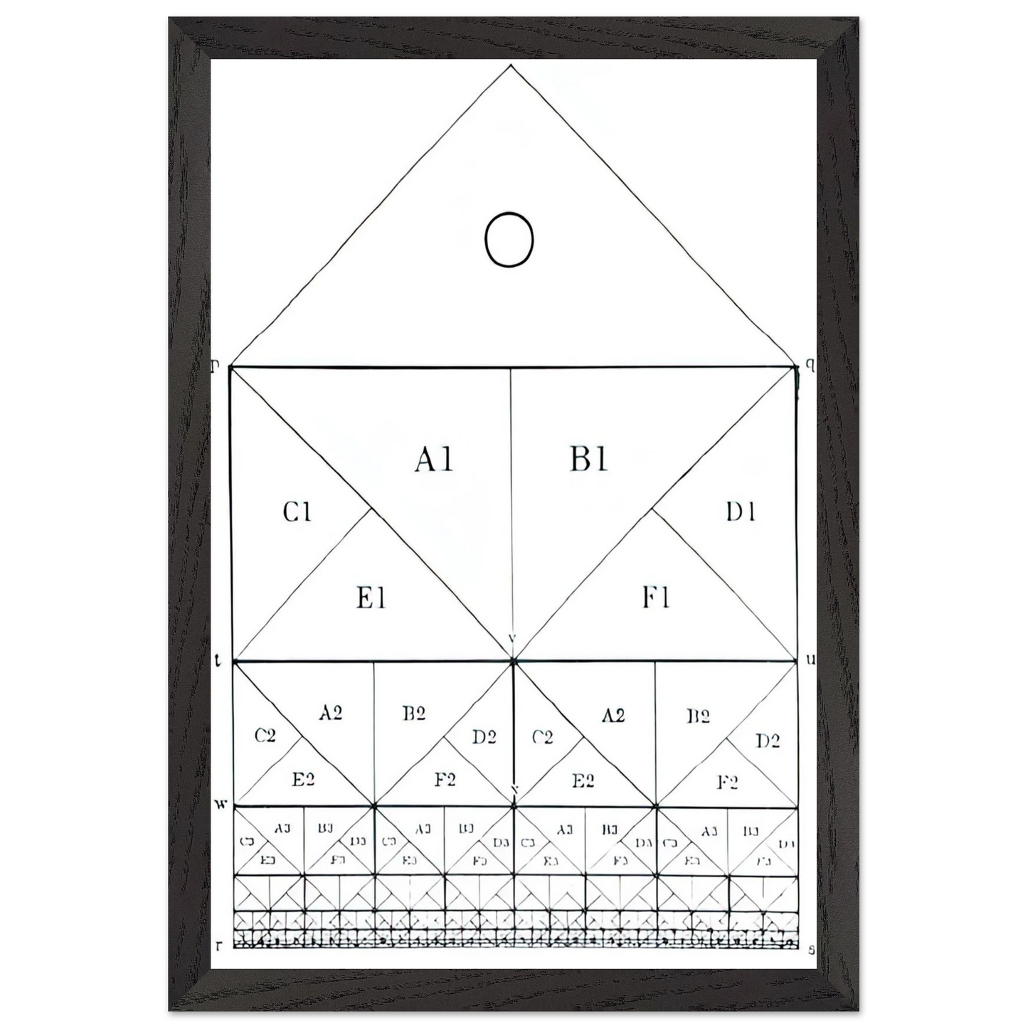 MC Escher - SCHEME Wall Art - 21x29.7 cm / 8x12" - Premium Wooden Framed Poster With Fine Art Paper - Wood frame