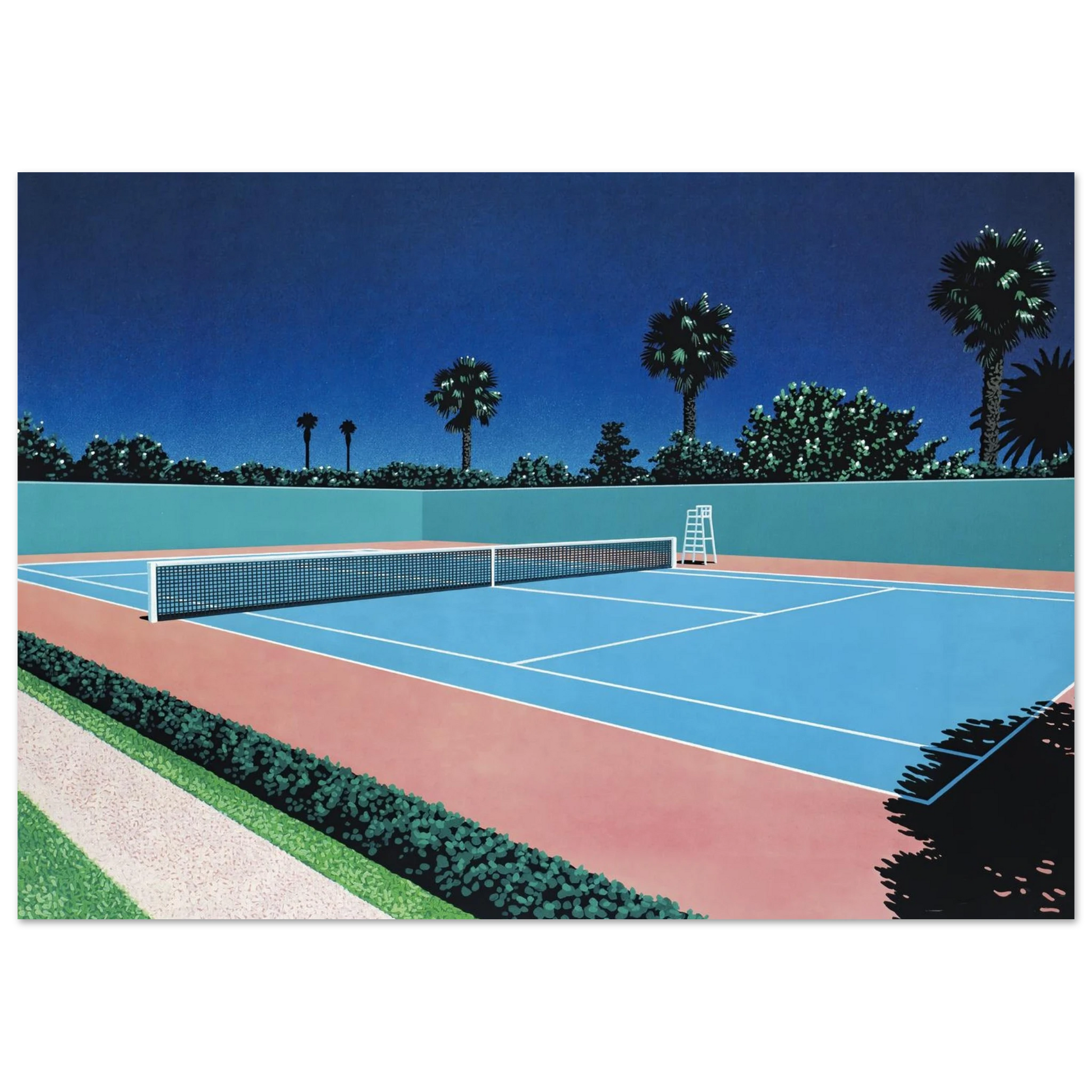 Hiroshi Nagai - Tennis Court Wall Art - 30x40 cm / 12x16 inches - Fine Art Poster - -