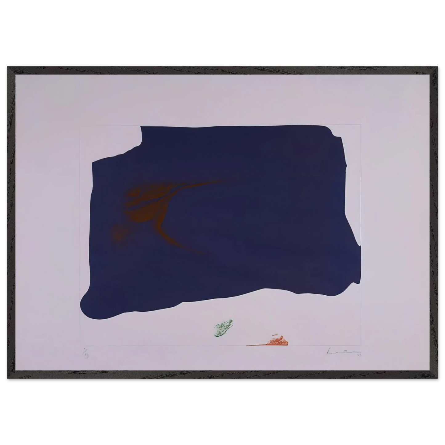 Helen Frankenthaler - Variation II on Mauve Corner - 1969 Wall art - 30x30 cm / 12x12 inches - Premium Wooden Framed Poster With Fine Art Paper - Black frame