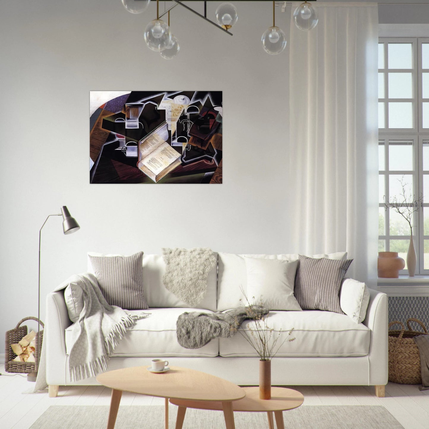 BOOK PIPE AND GLASSES - Juan Gris Brushed Aluminum Print - 70x100 cm / 28x40 inches | Juan Gris Aluminum Print | Juan Gris Prints