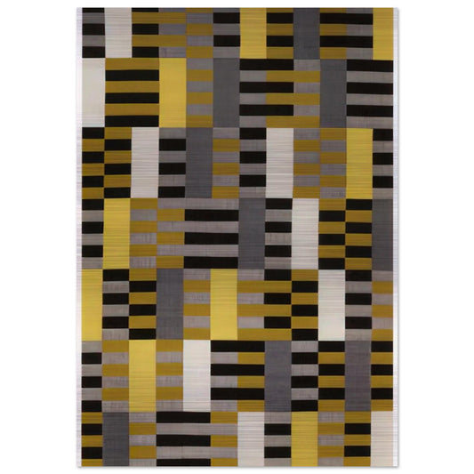 BLACK WHITE YELLOW 1926 - Anni Albers Brushed Aluminum Print - 70x100 cm / 28x40 inches | Anni Albers Aluminum Print | Anni Albers Prints