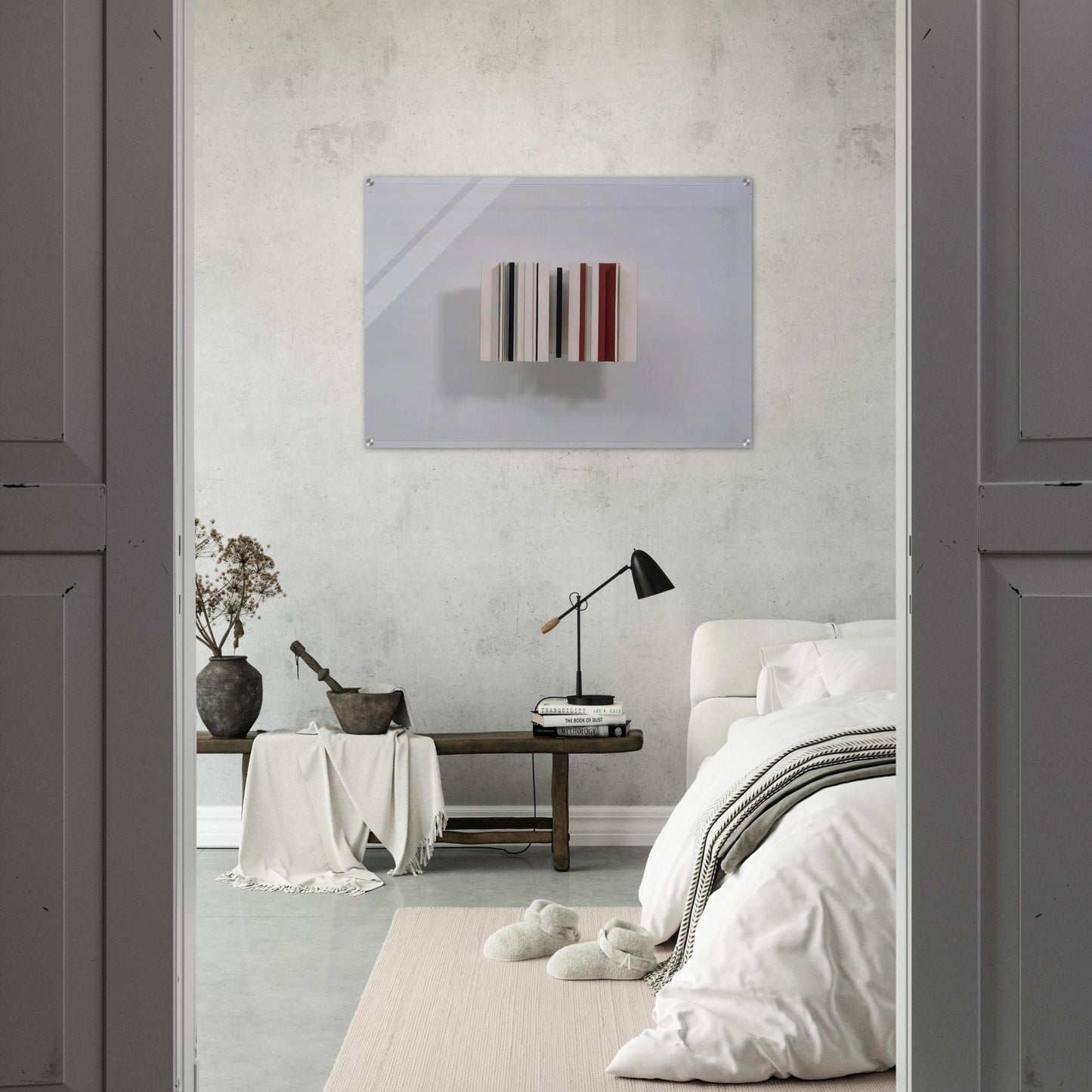 Relief Construction in White, Black and Maroon - 1963 - Victor Pasmore Acrylic Print - 70x100 cm / 28x40″ inches | Victor Pasmore Wall Art | Victor Pasmore Prints