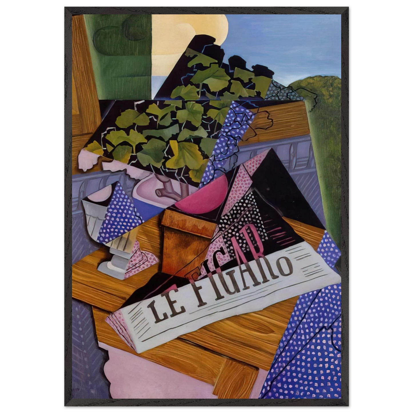 A POT OF GERANIUMS 1915 - Juan Gris Framed Art Print – Black Wooden Frame - Default Title - -Framed Art Print