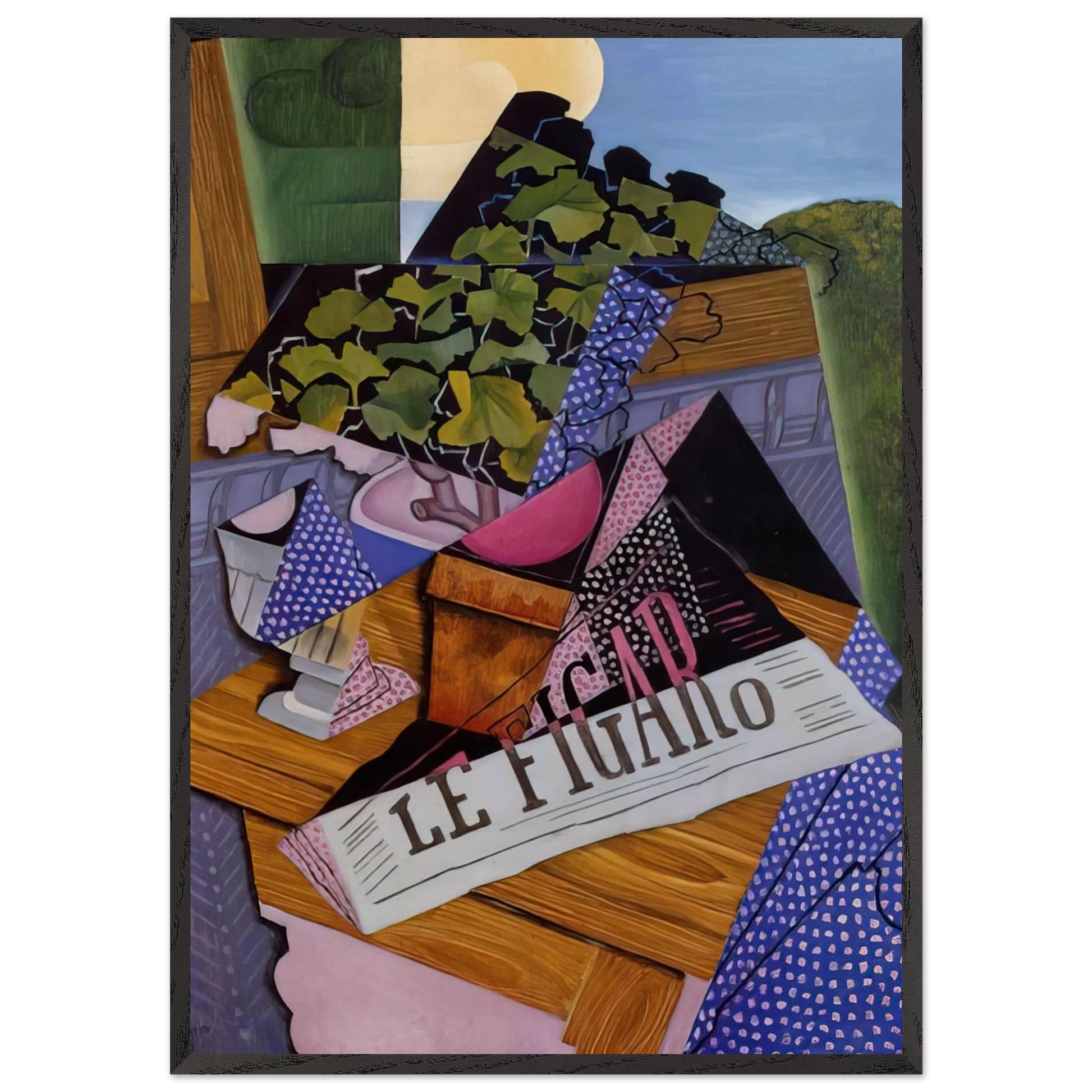 A POT OF GERANIUMS 1915 - Juan Gris Framed Art Print – Black Wooden Frame - Default Title - -Framed Art Print