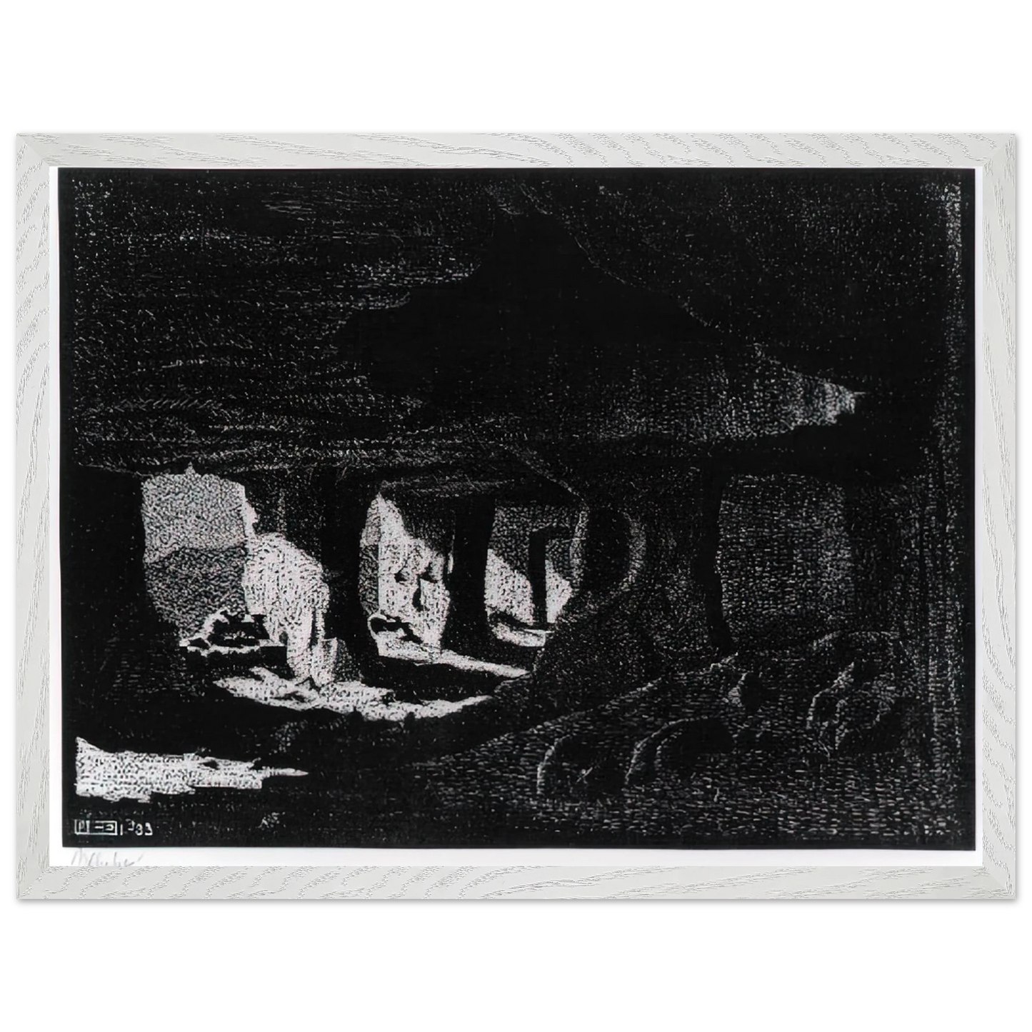 MC Escher - CAVE DWELLINGS NEAR SPERLINGA SICILY Wall Art - 30x40 cm / 12x16 inches - Fine Art Poster - -