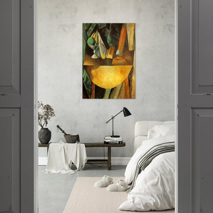 Bread and dish with fruits on the table - Pablo Picasso Brushed Aluminum Print - 70x100 cm / 28x40 inches | Pablo Picasso Aluminum Print | Pablo Picasso Prints