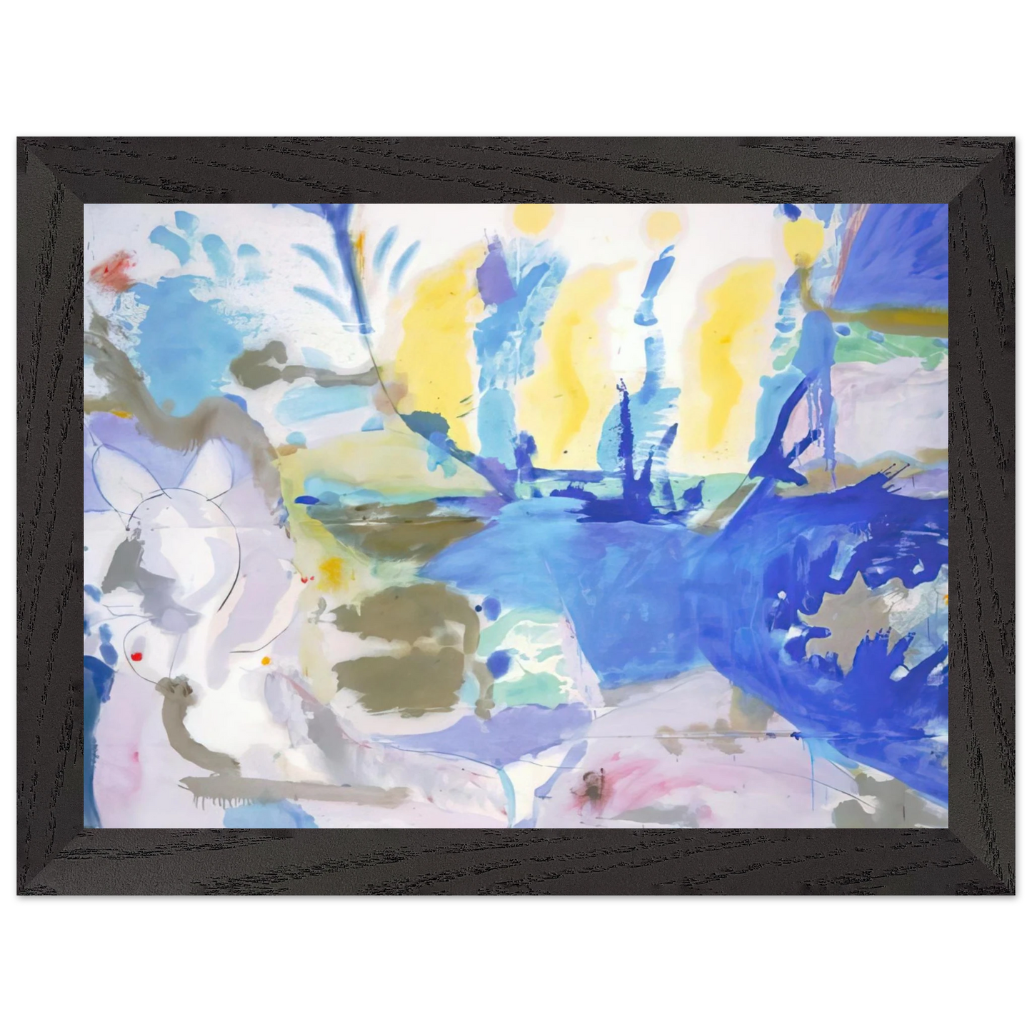 Helen Frankenthaler - Basque Beach - 1958 Wall art - 28x43  cm / XL (11x17 inches) - Premium Wooden Framed Poster With Fine Art Paper - Wood frame
