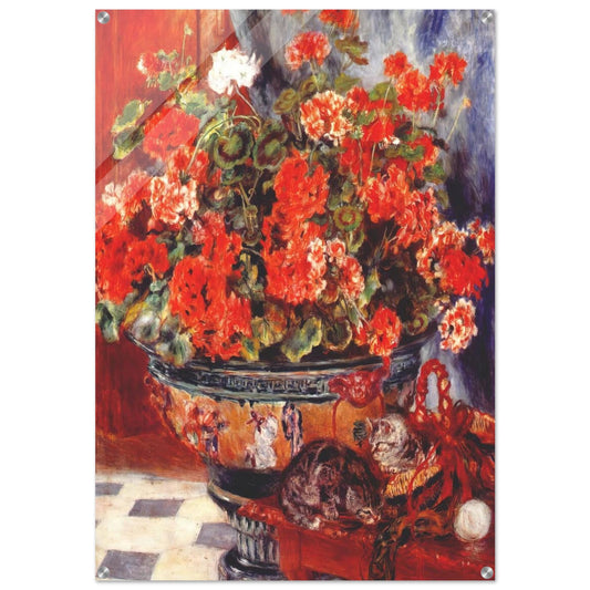 Geraniums and Cats - Pierre-Auguste Renoir Acrylic Print - 70x100 cm / 28x40″ inches | Pierre-Auguste Renoir Wall Art | Pierre-Auguste Renoir Prints