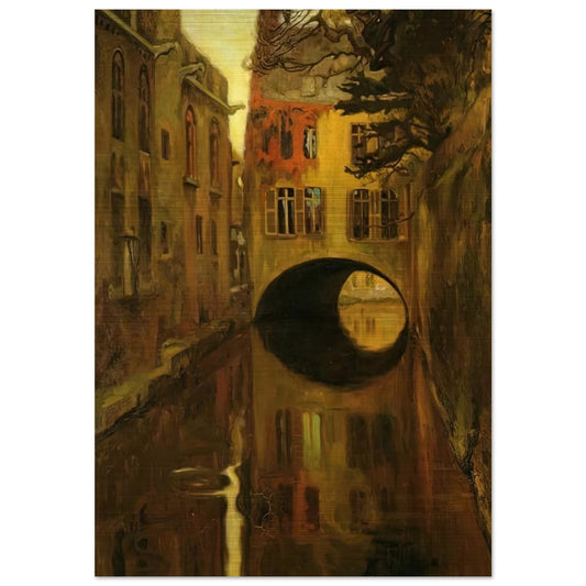 HOUSE OVER THE BRIDGE - Diego Rivera Brushed Aluminum Print - 70x100 cm / 28x40 inches | Diego Rivera Aluminum Print | Diego Rivera Prints