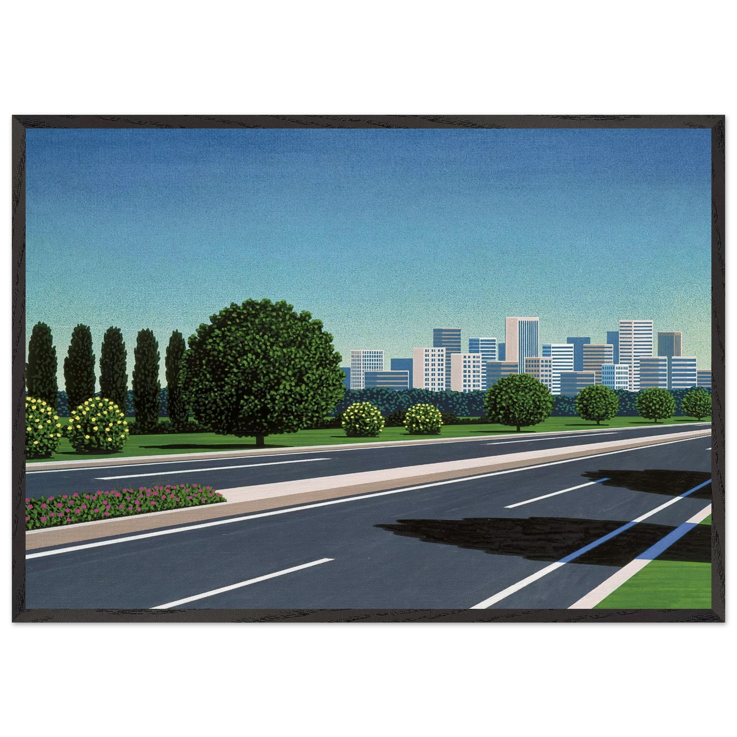 City Highway - Hiroshi Nagai Framed Art Print – Black Wooden Frame - Default Title - -Framed Art Print