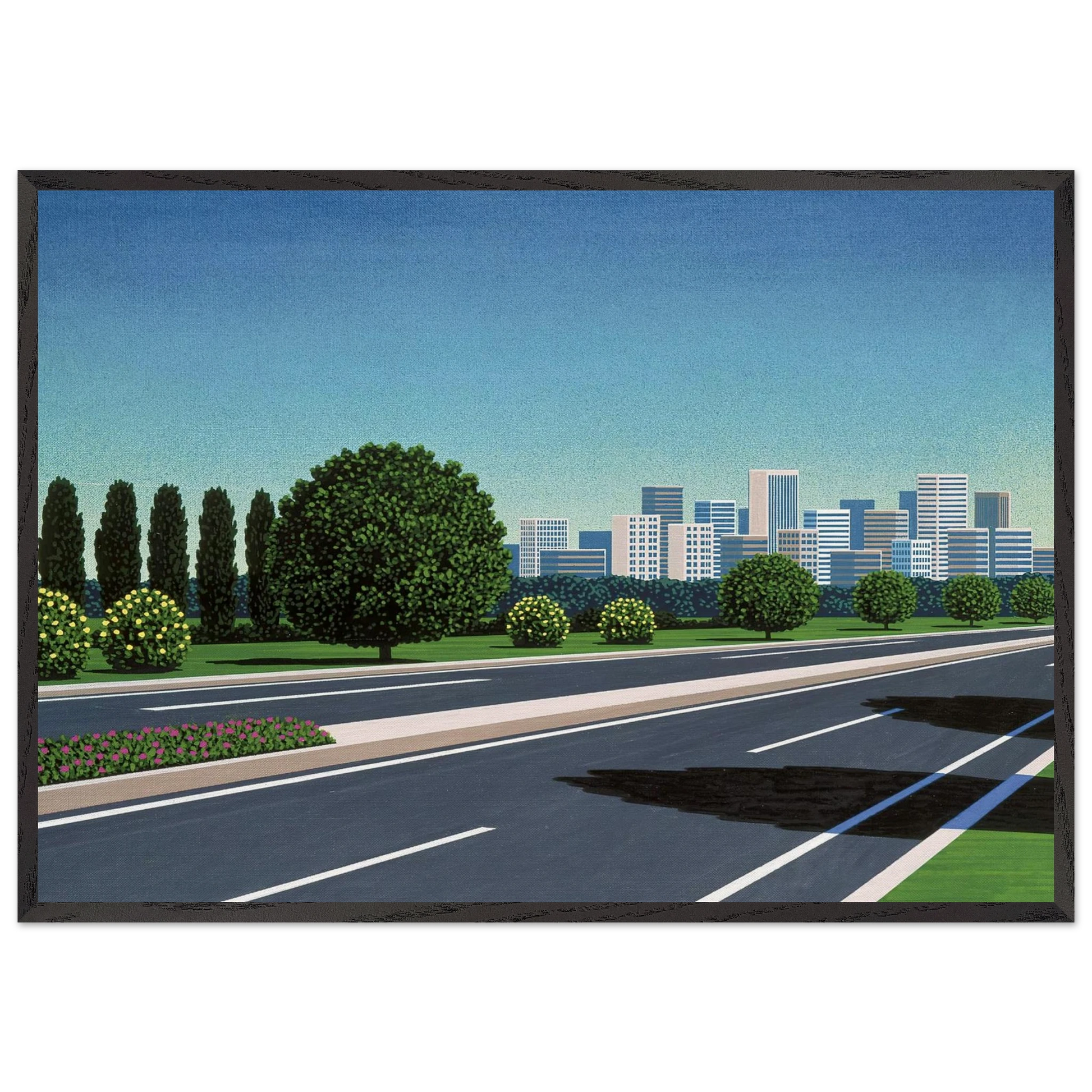 City Highway - Hiroshi Nagai Framed Art Print – Black Wooden Frame - Default Title - -Framed Art Print