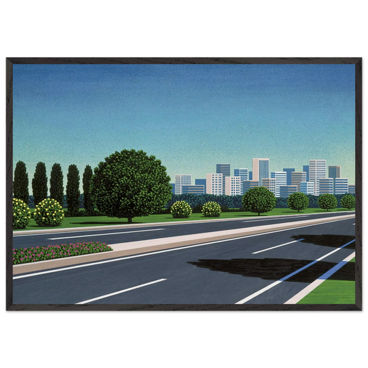 City Highway - Hiroshi Nagai Framed Art Print – Black Wooden Frame - Default Title - -Framed Art Print