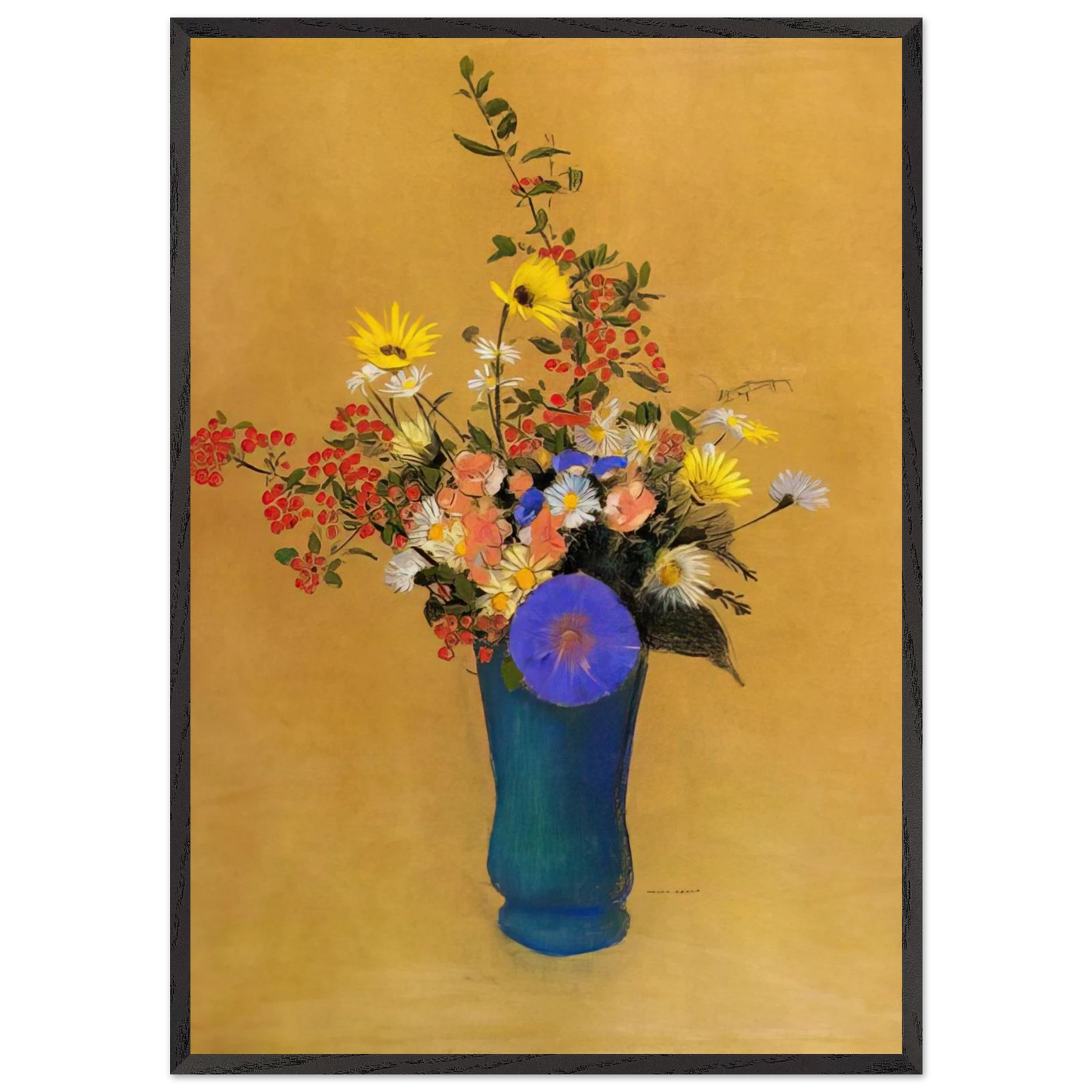 BOUQUET OF WILD FLOWERS - Odilon Redon Framed Art Print – Black Wooden Frame - Default Title - -Framed Art Print