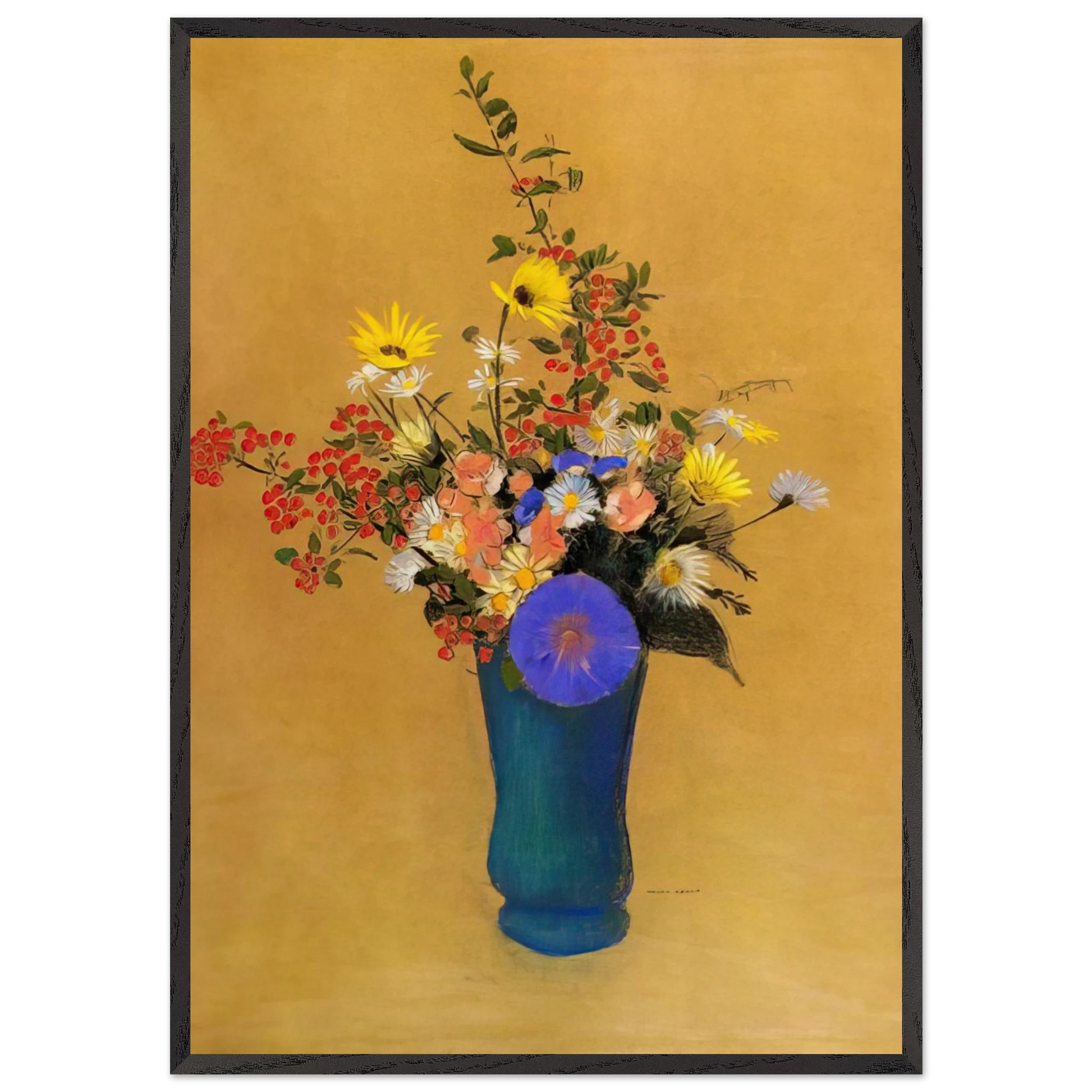 BOUQUET OF WILD FLOWERS - Odilon Redon Framed Art Print – Black Wooden Frame - Default Title - -Framed Art Print