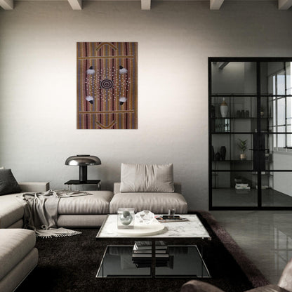 Bush Plum Dreaming - Native Art - Clifford Possum Tjapaltjarri Brushed Aluminum Print - 70x100 cm / 28x40 inches | Clifford Possum Tjapaltjarri Aluminum Print | Clifford Possum Tjapaltjarri Prints