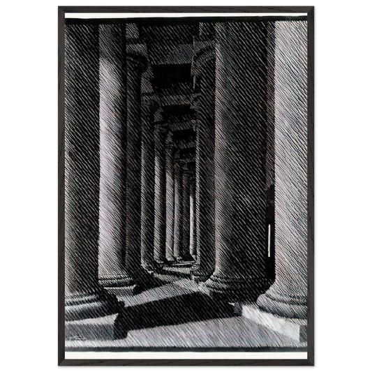 NOCTURNAL ROME COLONADE OF ST PETER S - MC Escher Framed Art Print – Black Wooden Frame - Default Title - -Framed Art Print