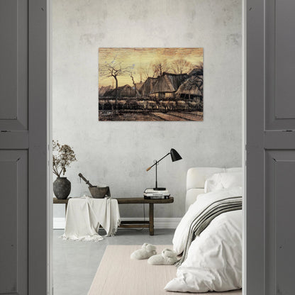 Houses with Thatched Roofs - Vincent van Gogh Brushed Aluminum Print - 70x100 cm / 28x40 inches | Vincent van Gogh Aluminum Print | Vincent van Gogh Prints