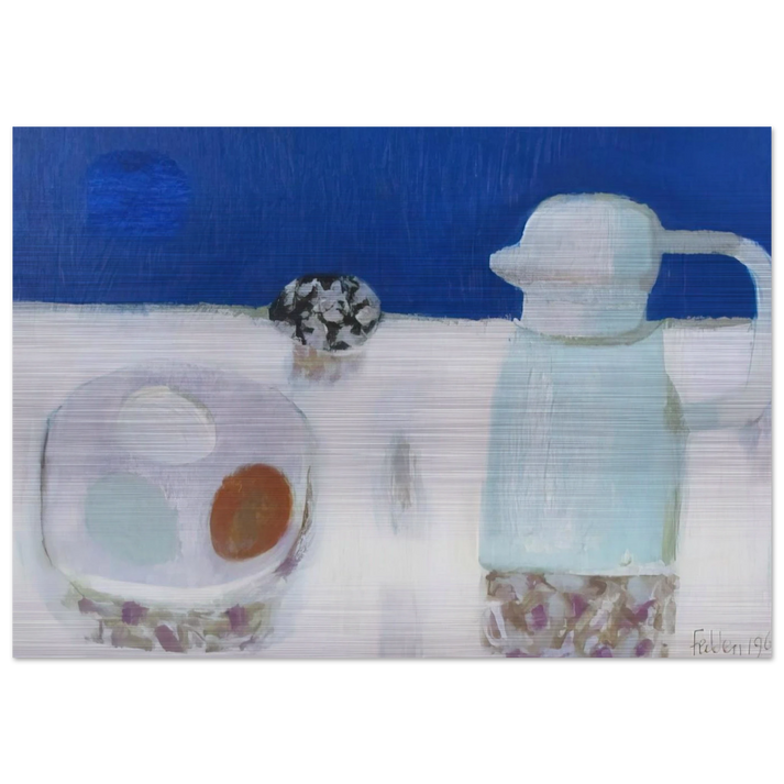 Jug and Four Eggs - 1967 - Mary Fedden Brushed Aluminum Print - 70x100 cm / 28x40 inches | Mary Fedden Aluminum Print | Mary Fedden Prints