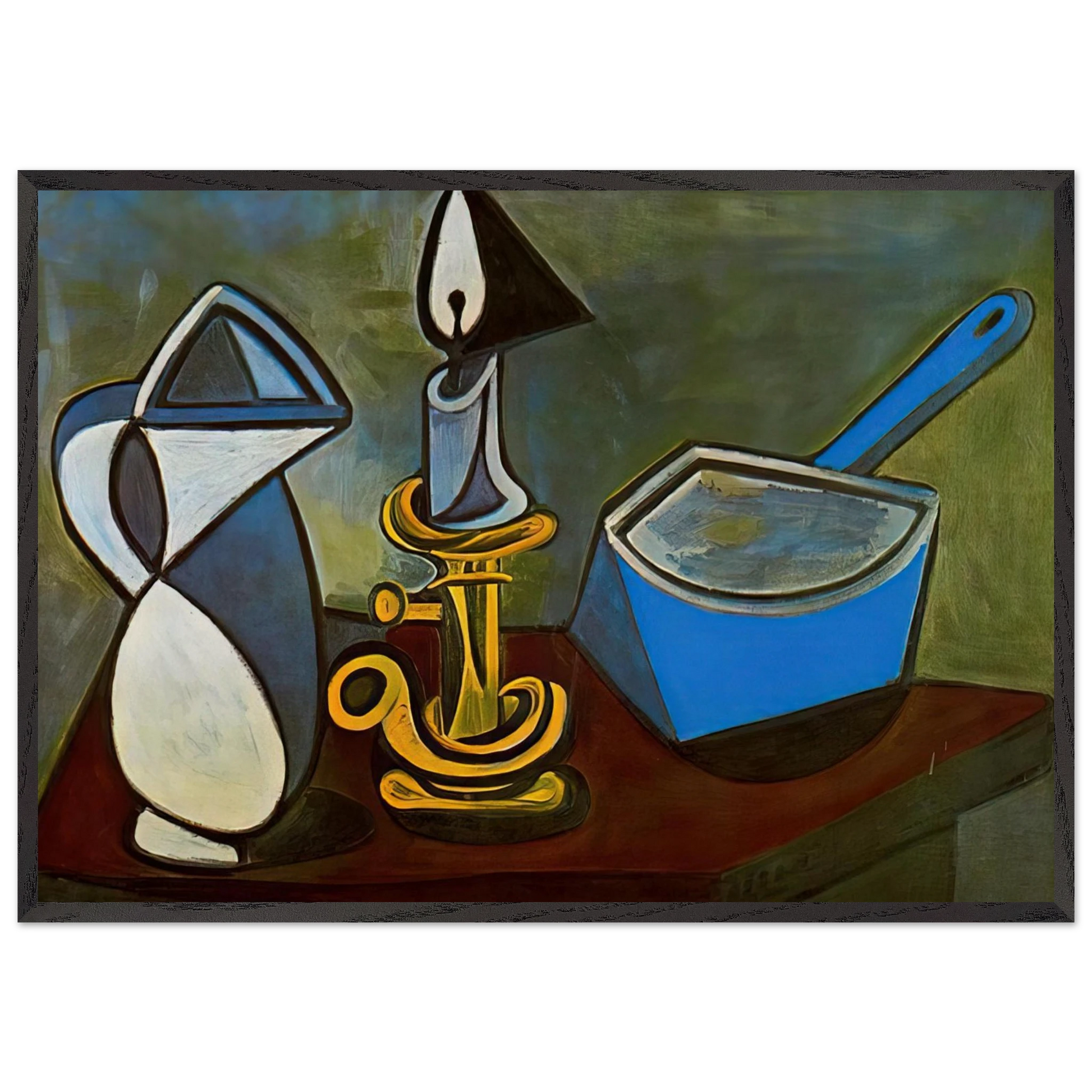 Jug candle and enamel pan - 1945 - Pablo Picasso Framed Art Print – Black Wooden Frame - Default Title - -Framed Art Print