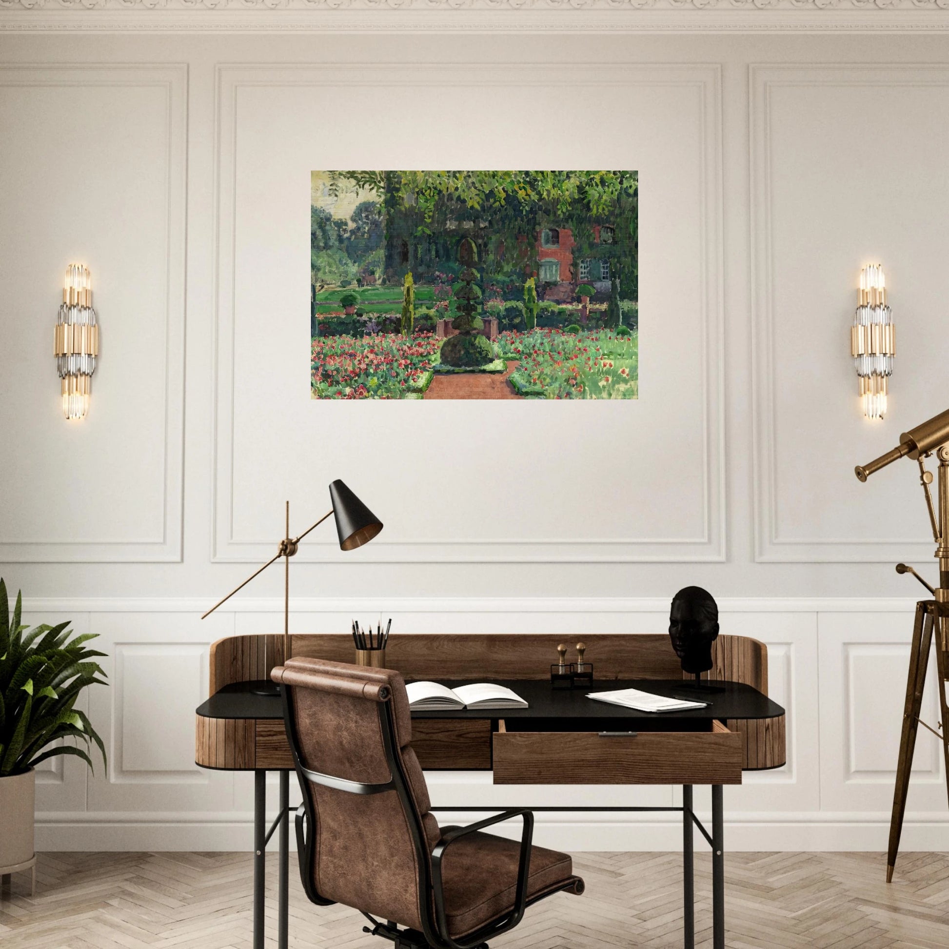 GARDEN IN SUMMER 1924 - Theo van Rysselberghe Brushed Aluminum Print - 70x100 cm / 28x40 inches | Theo van Rysselberghe Aluminum Print | Theo van Rysselberghe Prints