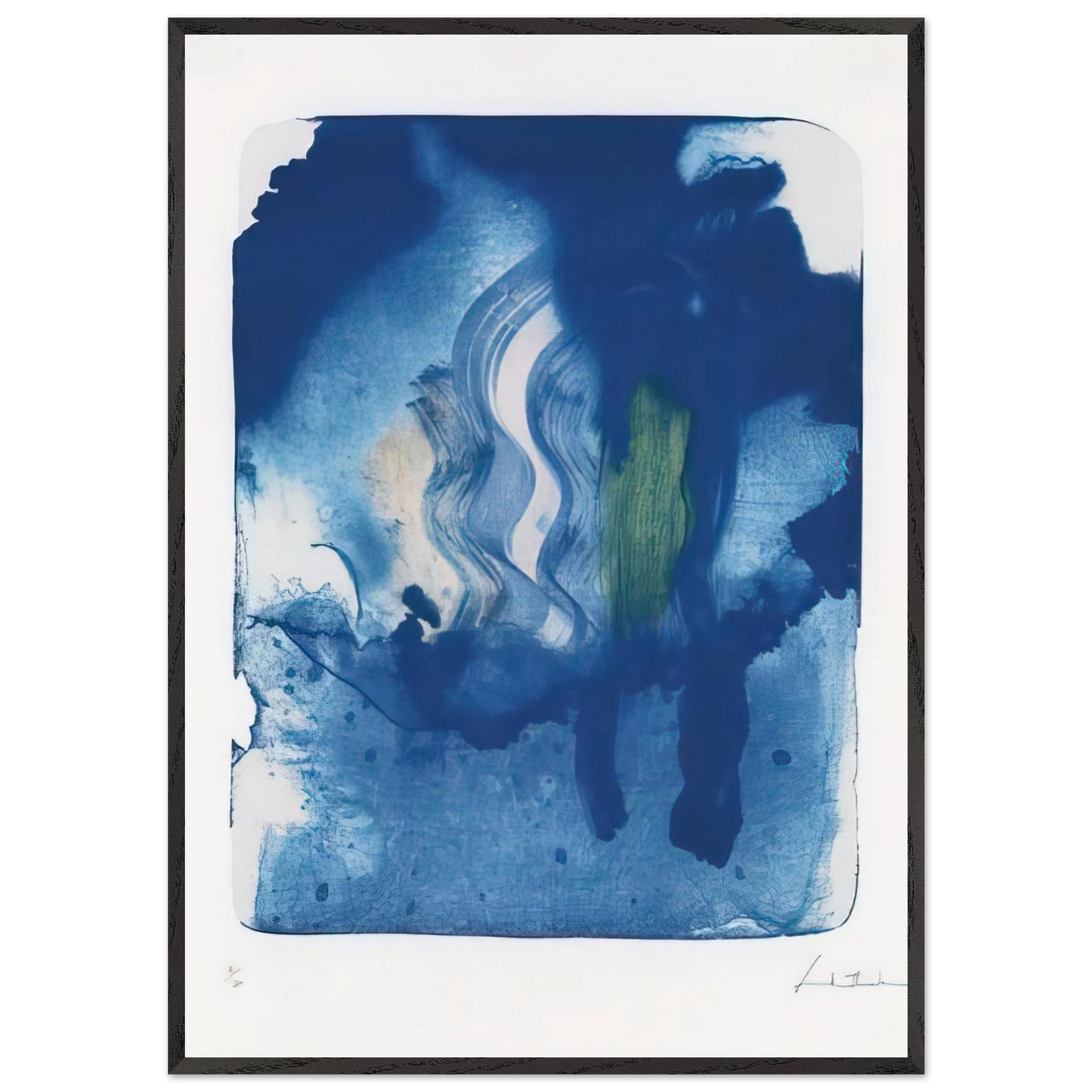 Helen Frankenthaler - Reflections V - 1995 Wall art - 13x18 cm / 5x7 inches - Premium Wooden Framed Poster With Fine Art Paper - Wood frame