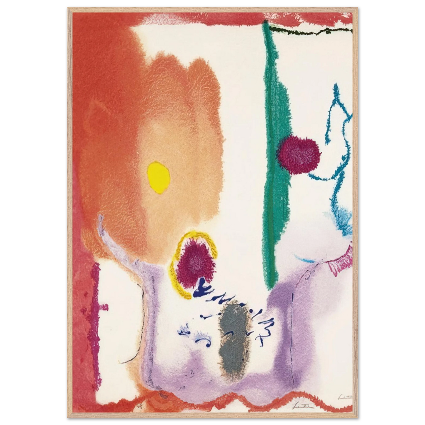 Helen Frankenthaler - Beginnings - 2002 Wall art - 20x25 cm / 8x10 inches - Premium Wooden Framed Poster With Fine Art Paper - White frame