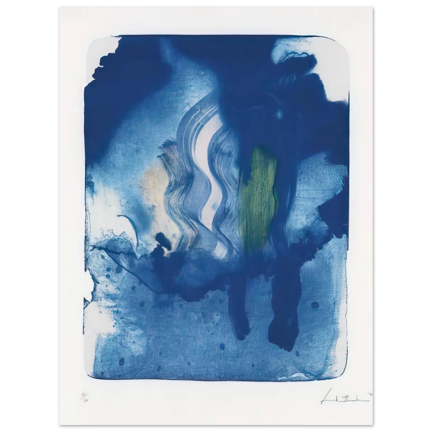 Helen Frankenthaler - Reflections V - 1995 Wall art - 60x80 cm / 24x32 inches - Premium Wooden Framed Poster With Fine Art Paper - Black frame