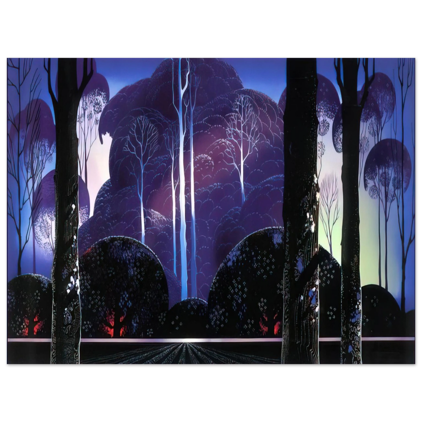 Eyvind Earle - Purple Sunrise Fine Art Poster - Default Title