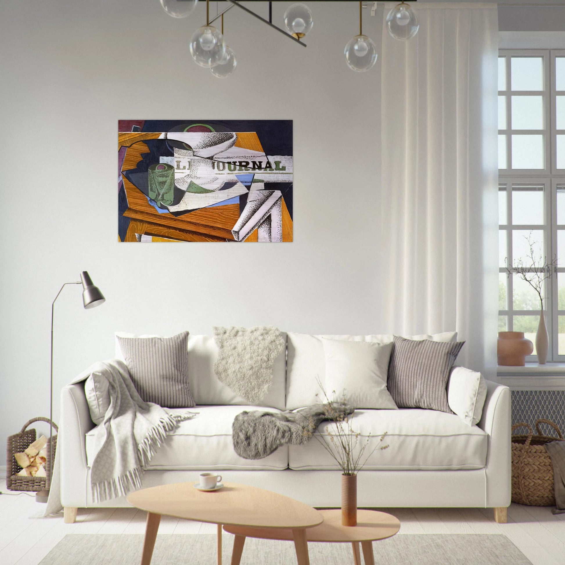 FRUIT BOWL BOOK AND NEWSPAPER - Juan Gris Brushed Aluminum Print - 70x100 cm / 28x40 inches | Juan Gris Aluminum Print | Juan Gris Prints