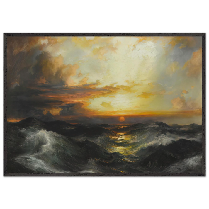 Setting Sun at Sea - Thomas Moran 70x100 cm / 28x40 inches Framed Art Print – Black Wooden Frame