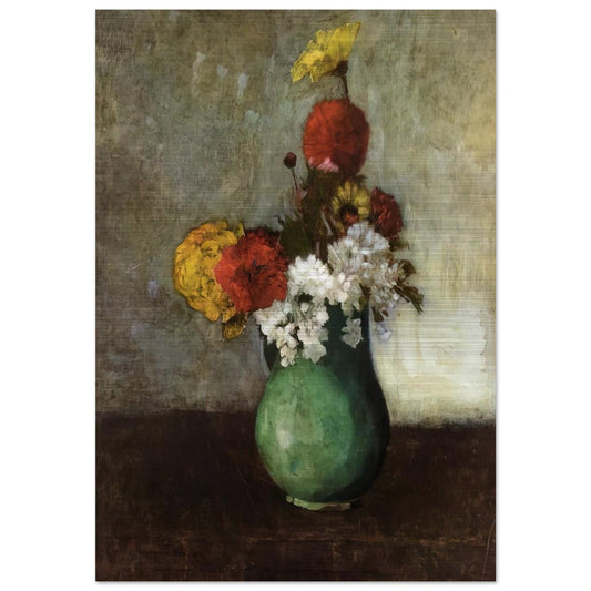 VASE OF FLOWERS 1900 - Odilon Redon Brushed Aluminum Print - 70x100 cm / 28x40 inches | Odilon Redon Aluminum Print | Odilon Redon Prints