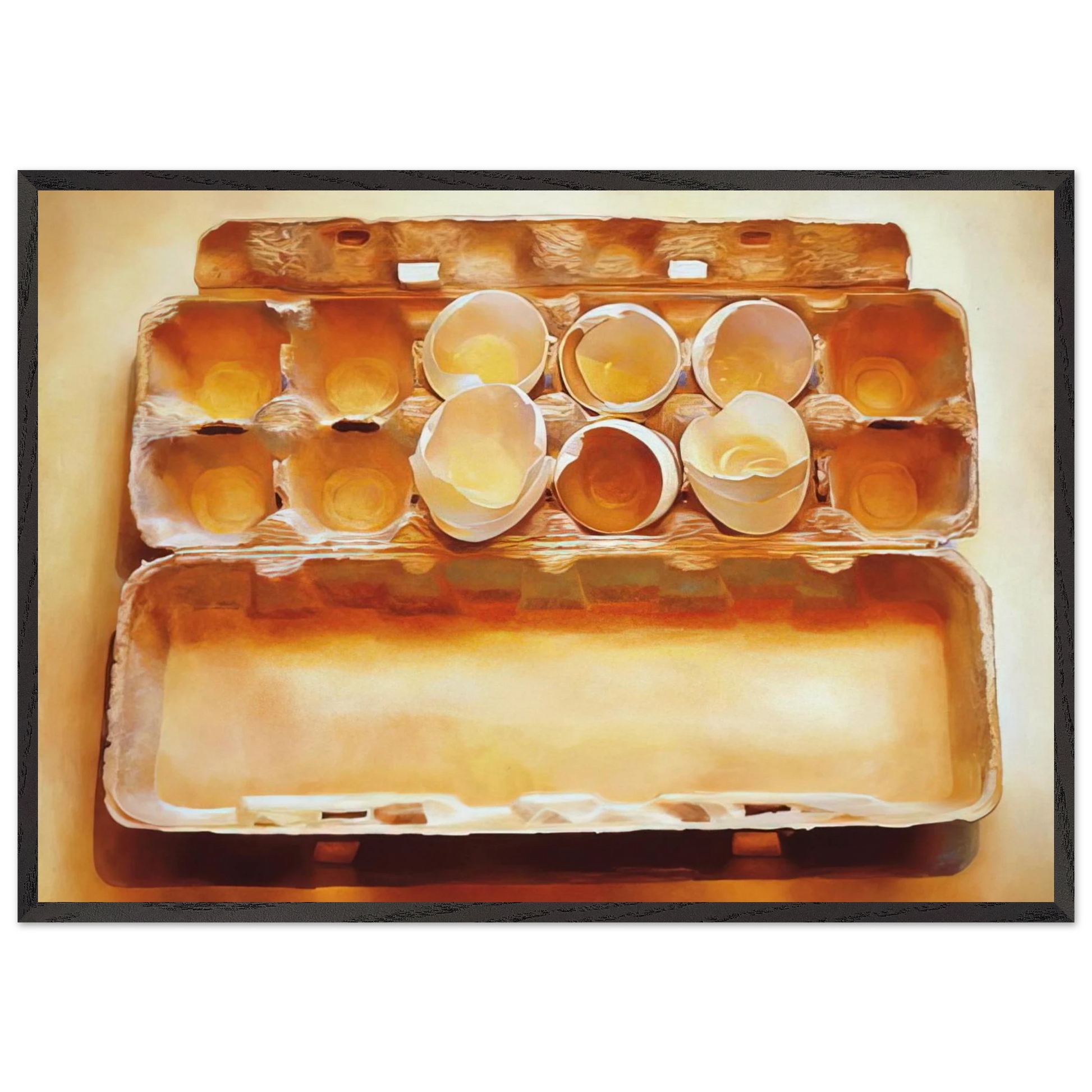 Eggs in an Egg Crate - 1975 - Mary Pratt Framed Art Print – Black Wooden Frame - Default Title - -Framed Art Print