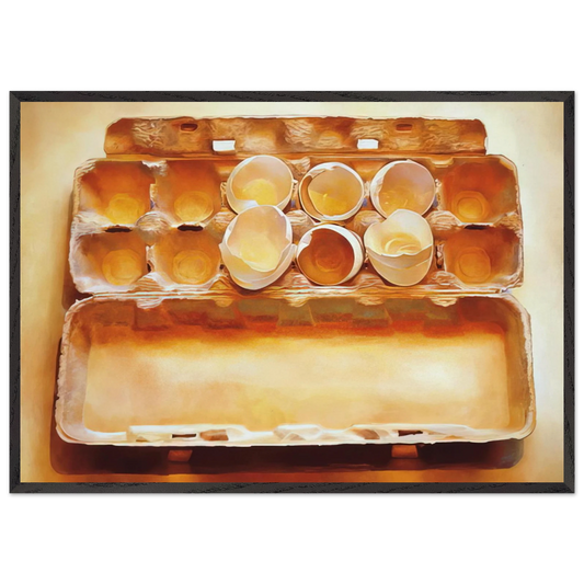 Eggs in an Egg Crate - 1975 - Mary Pratt Framed Art Print – Black Wooden Frame - Default Title - -Framed Art Print