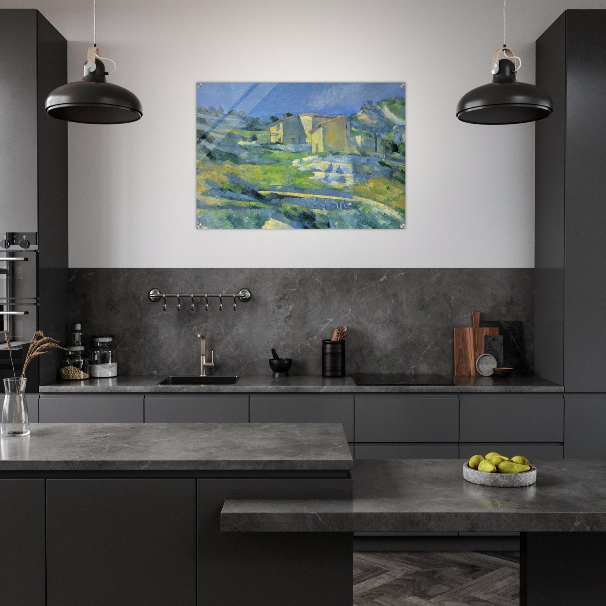 Houses at the L'Estaque - Paul Cézanne Acrylic Print - 70x100 cm / 28x40″ inches | Paul Cézanne Wall Art | Paul Cézanne Prints