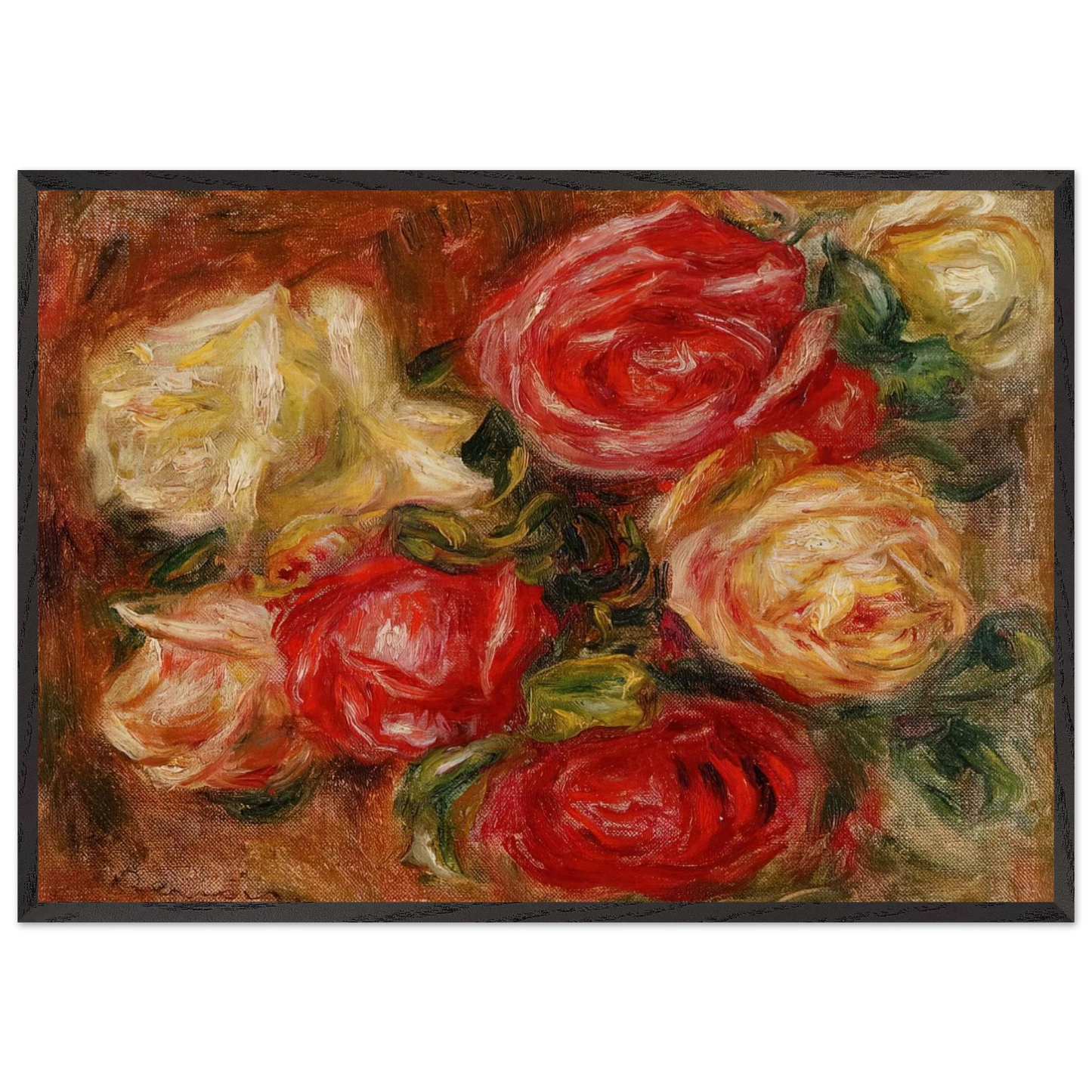 BOUQUET OF FLOWERS N5 - Pierre-Auguste Renoir Framed Art Print – Black Wooden Frame - Default Title - -Framed Art Print