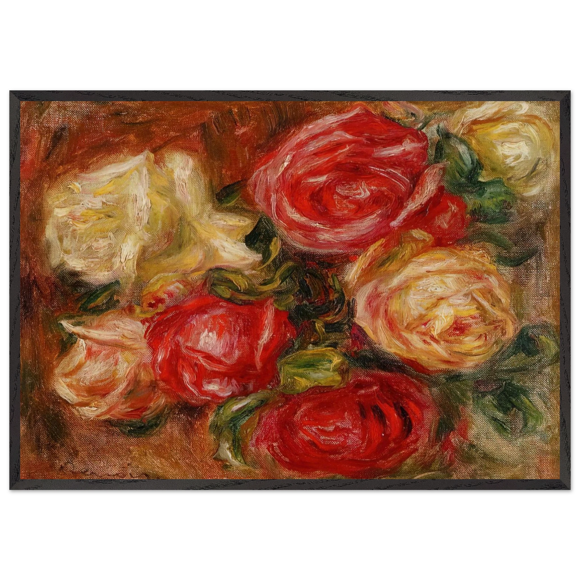 BOUQUET OF FLOWERS N5 - Pierre-Auguste Renoir Framed Art Print – Black Wooden Frame - Default Title - -Framed Art Print