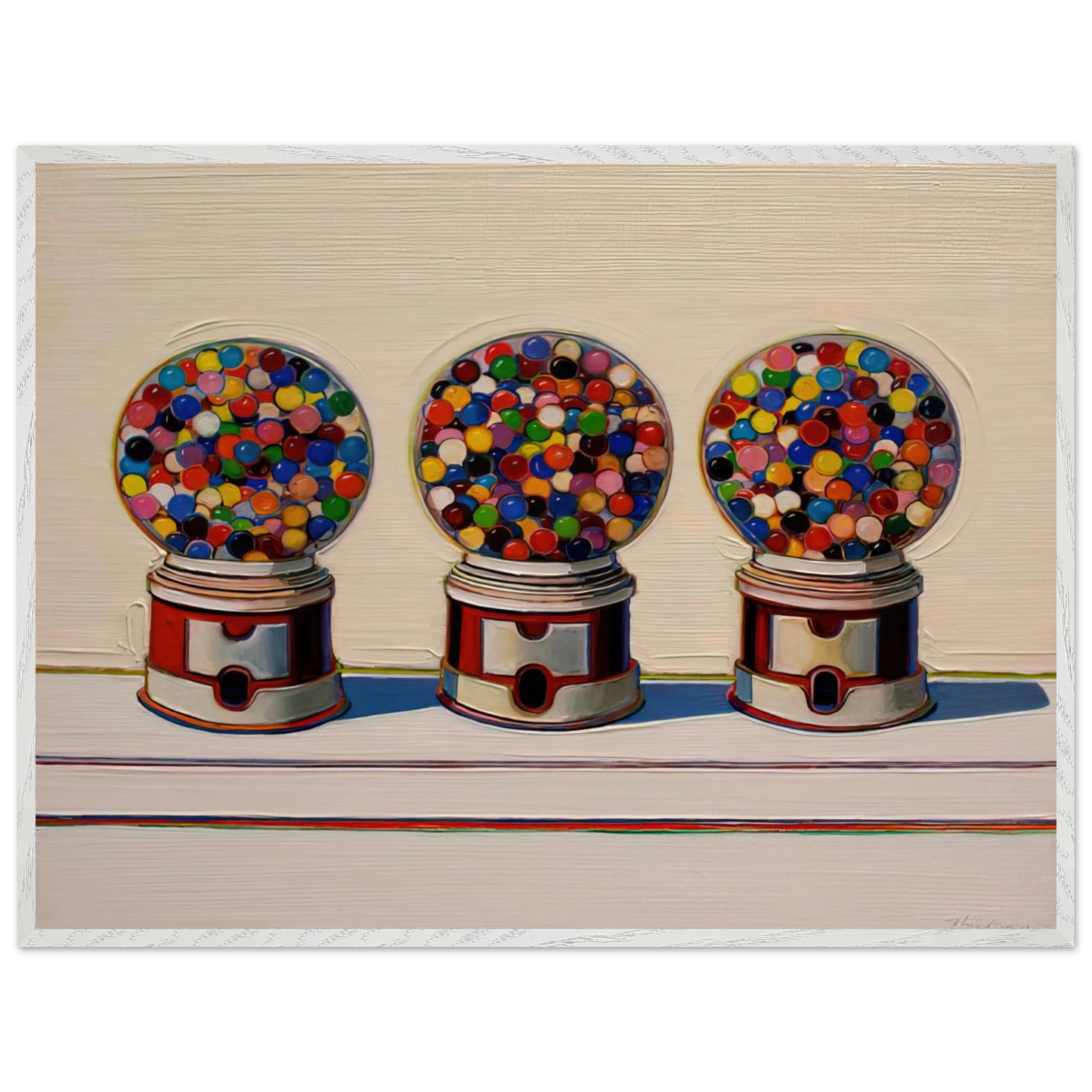Wayne Thiebaud - Three Machines - 1963 Wall Art - 30x40 cm / 12x16 inches - Premium Wooden Framed Poster With Fine Art Paper - White frame