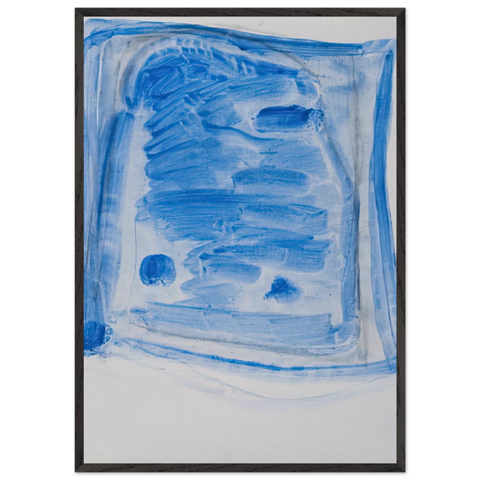 Sketchy Cobaltic Blue Flag - 2009 N1 - Ralston Crawford Framed Art Print – Black Wooden Frame - Default Title - -Framed Art Print