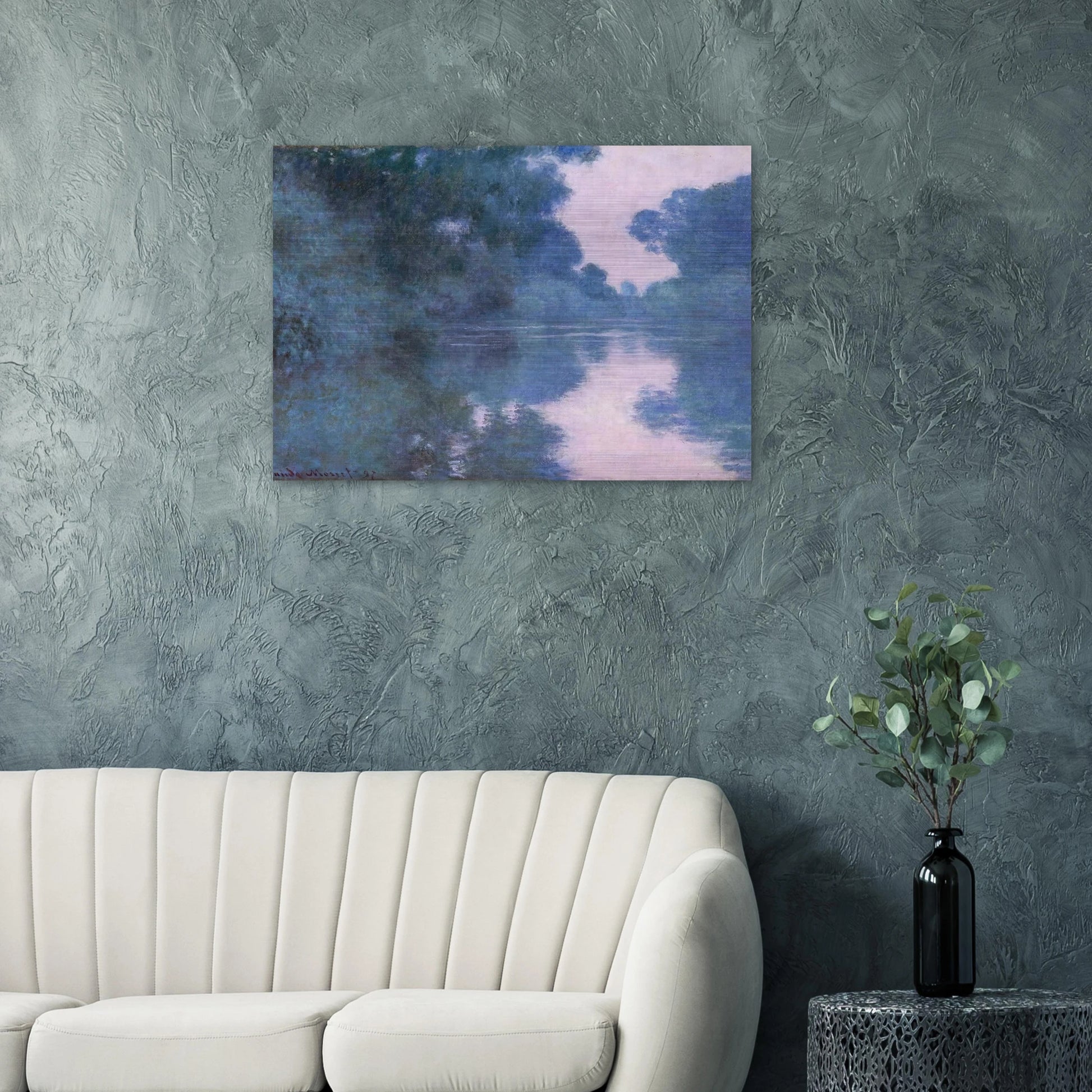 Morning on the Seine near Giverny 02 - claude monet Brushed Aluminum Print - 70x100 cm / 28x40 inches | claude monet Aluminum Print | claude monet Prints