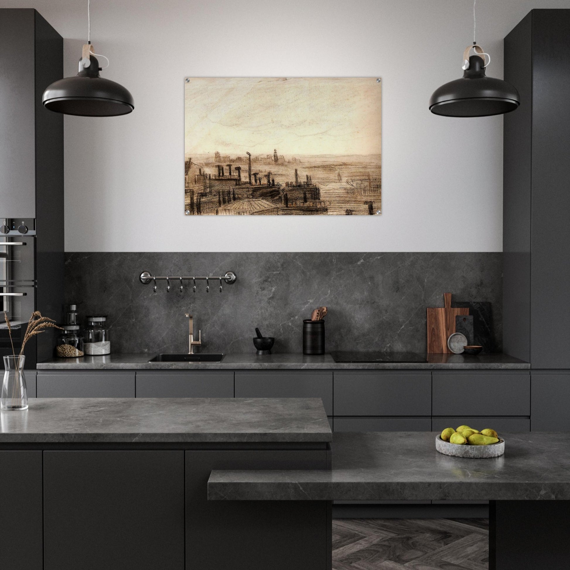 View of Paris, with the Hôtel de Ville and the Tour-Saint-Jacques - Vincent van Gogh Acrylic Print - 70x100 cm / 28x40″ inches | Vincent van Gogh Wall Art | Vincent van Gogh Prints