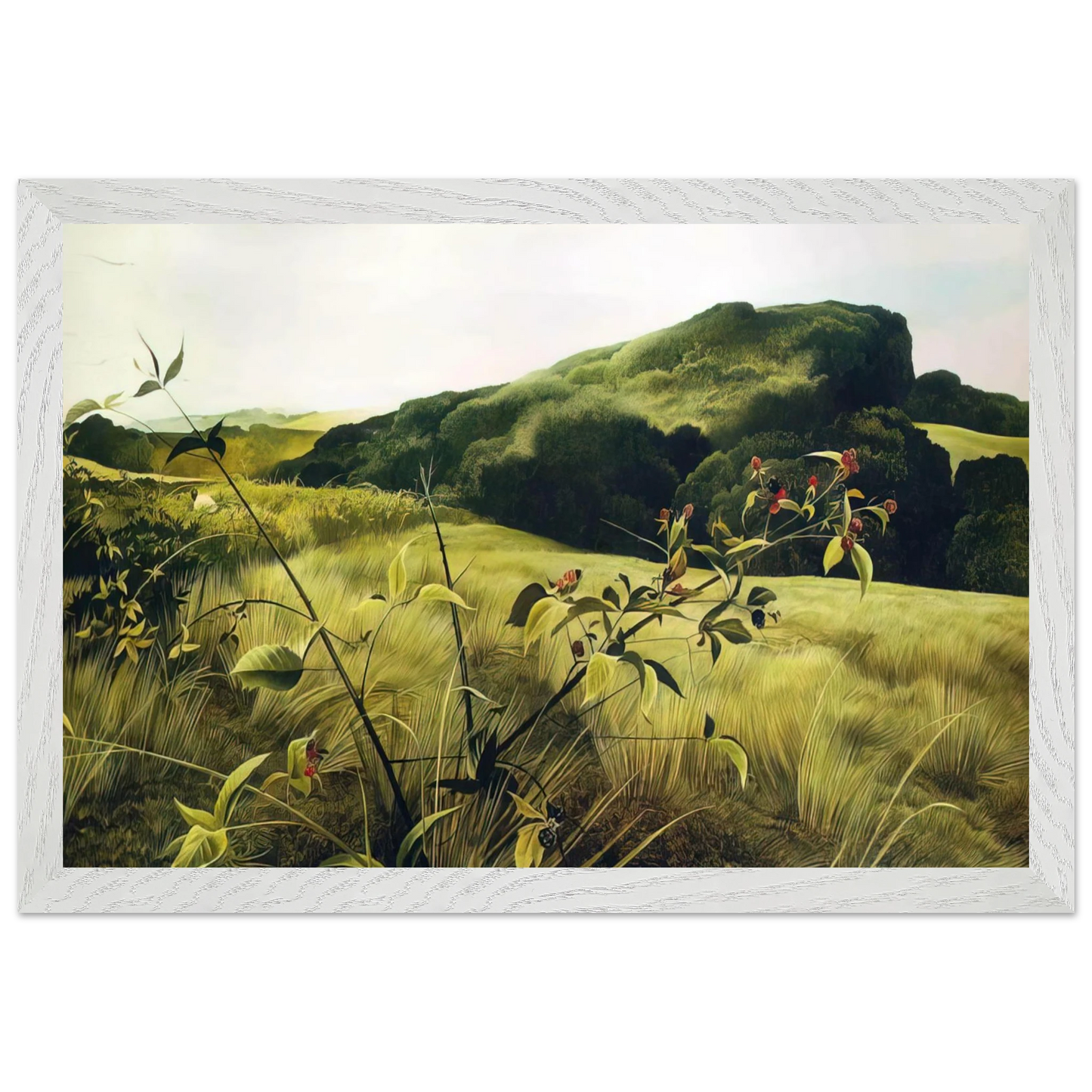 Andrew Wyeth - BLACKBERRY PICKER Wall Art - 21x29.7 cm / 8x12" - Premium Wooden Framed Poster With Fine Art Paper - Wood frame