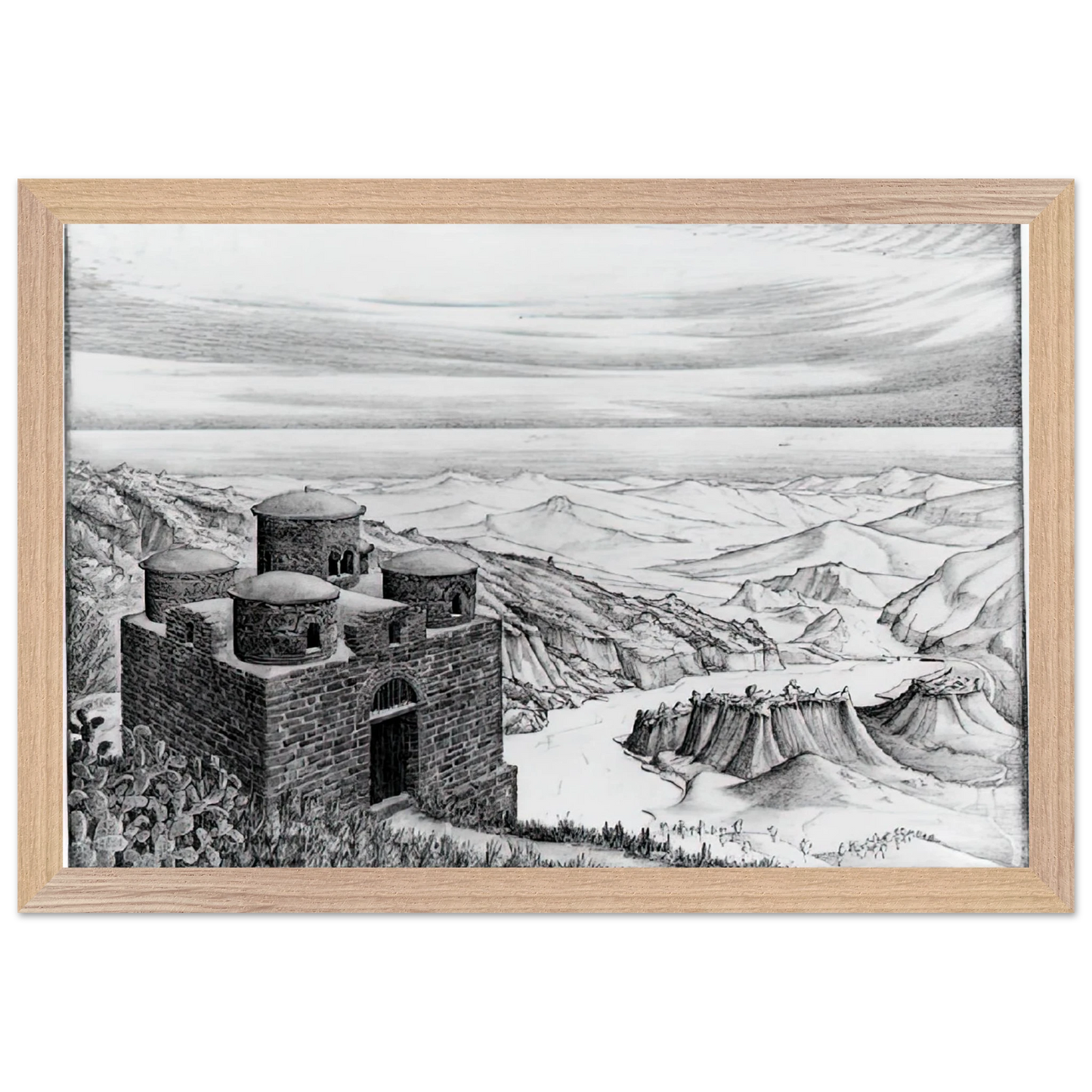MC Escher - CATTOLICA OF STILO CALABRIA 1930 Wall Art - 30x40 cm / 12x16 inches - Premium Wooden Framed Poster With Fine Art Paper - Black frame