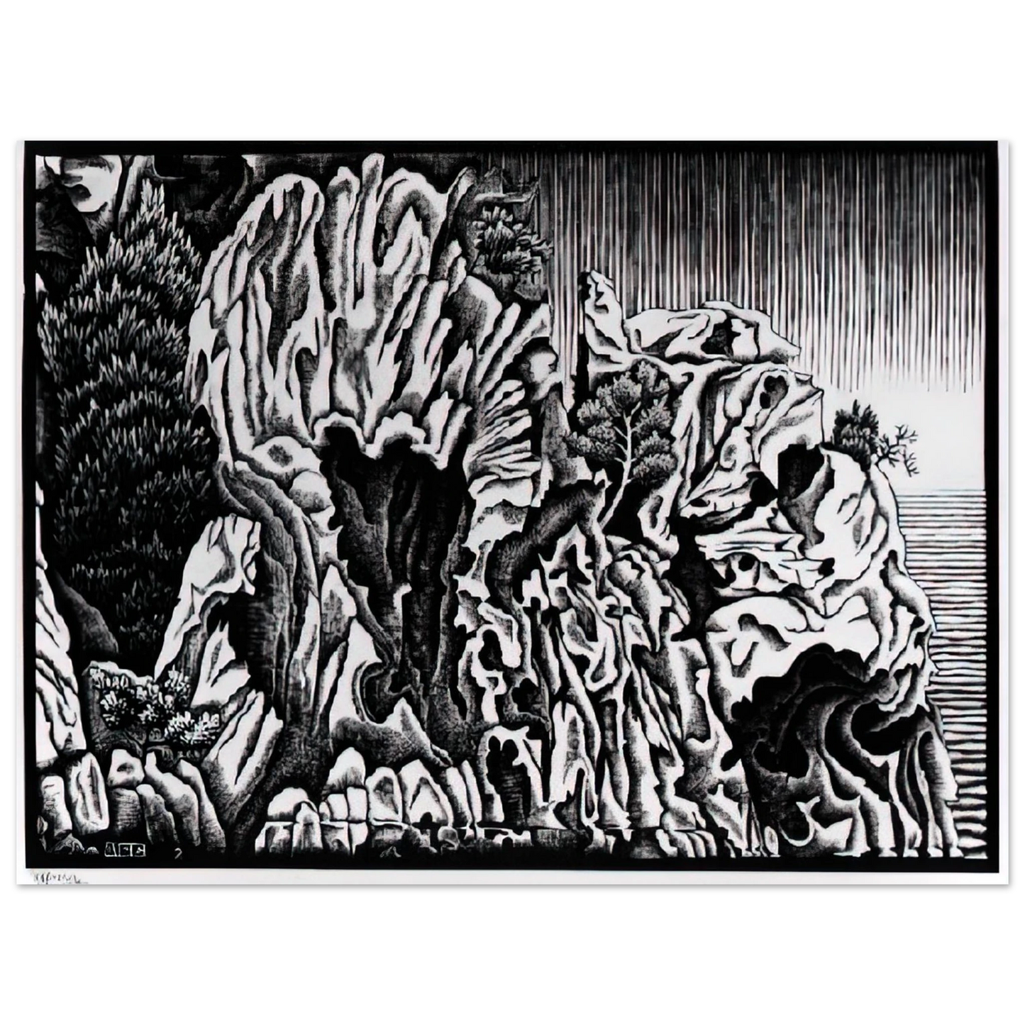 MC Escher - CALANCHE OF PIANA CORSICA FEBRUARY 1934 1934 Wall Art - 21x29.7 cm / 8x12" - Fine Art Poster - -