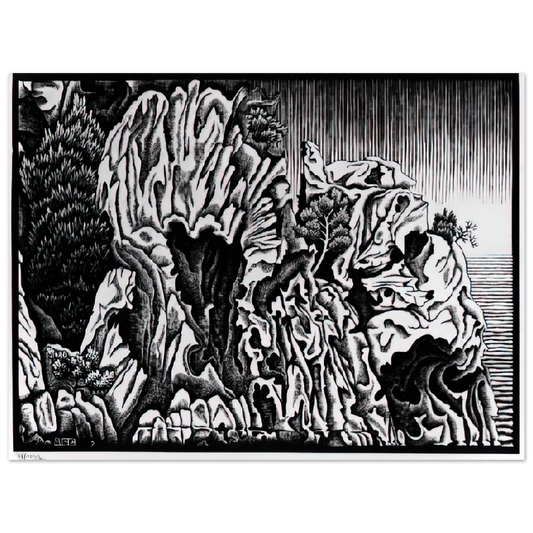 MC Escher - CALANCHE OF PIANA CORSICA FEBRUARY 1934 1934 Wall Art - 21x29.7 cm / 8x12" - Fine Art Poster - -