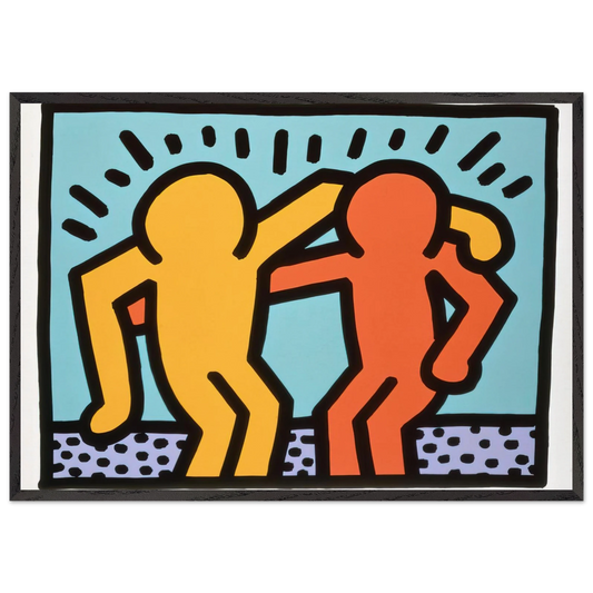 BEST BUDDIES 1990 N2 - Keith Haring Framed Art Print – Black Wooden Frame - Default Title - -Framed Art Print