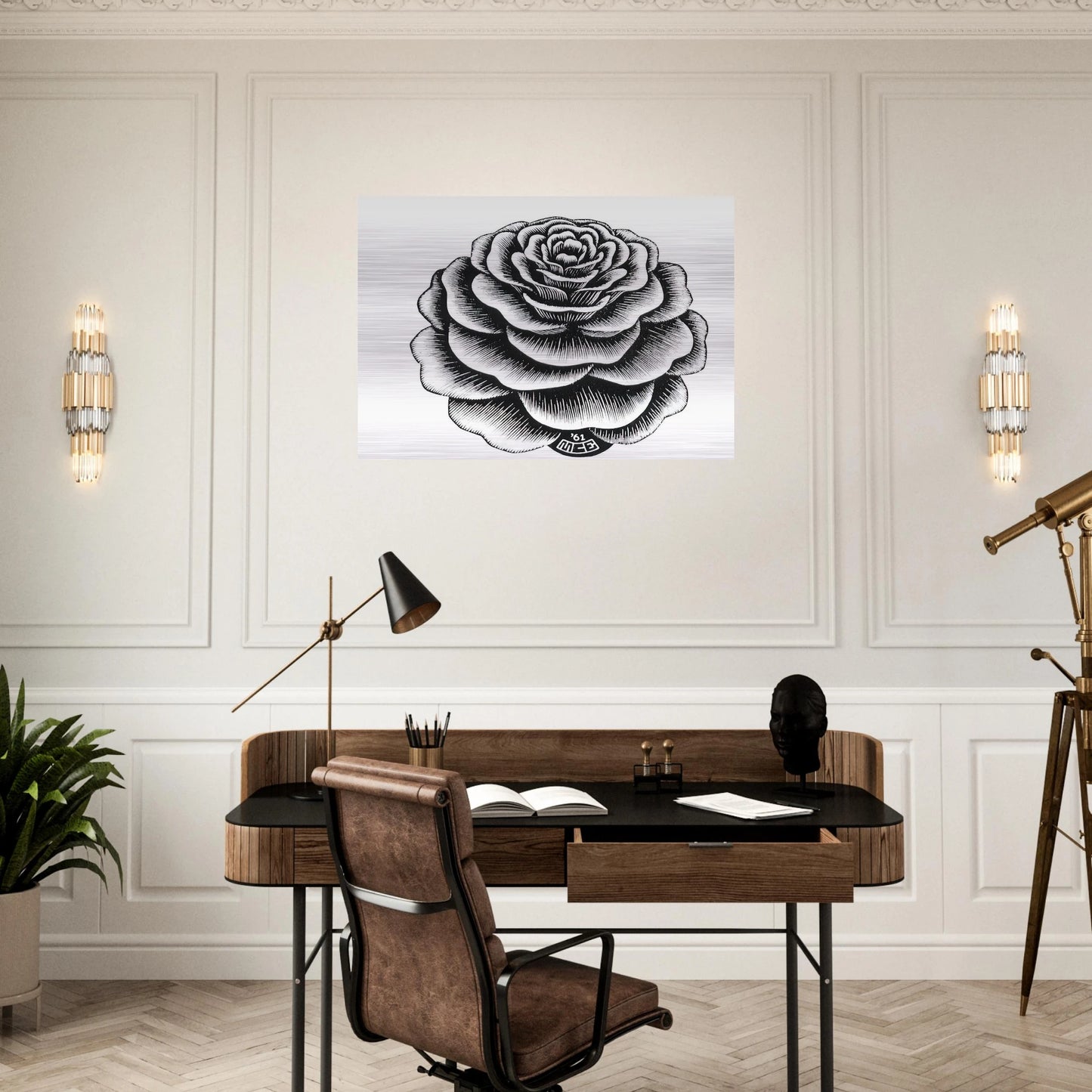 FLOWER 1 - MC Escher Brushed Aluminum Print - 70x100 cm / 28x40 inches | MC Escher Aluminum Print | MC Escher Prints